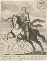 Gustave-Adolphe devant la carte de Poméranie en arrière-plan, 1630