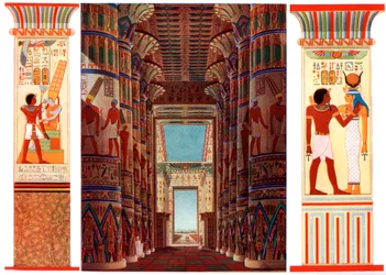 Salle des colonnes dans le grand temple de Karnak, Égypte, 1933-1934
