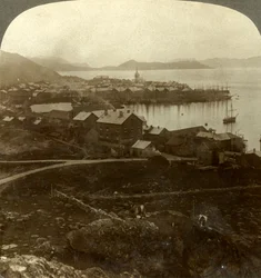 Hammerfest. La ville la plus septentrionale du monde - pas de coucher de soleil du 13 mai au 29 juillet, Norvège, vers 1905