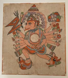 Hanuman dans sa forme tantrique à cinq têtes Pancha Mukha, vers la fin du XIXe siècle