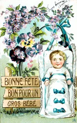 Joyeux Anniversaire, Grand Bébé, Grand Bébé, Carte Postale Française, vers 1900