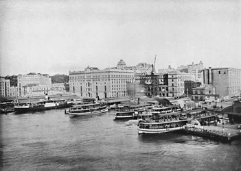 Bateaux de ferry au port de Circular Quay, vers 1900