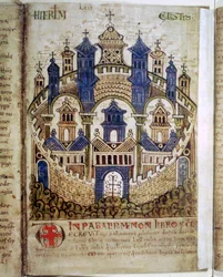 Jérusalem céleste, une page du Liber Floridus, 12ème siècle