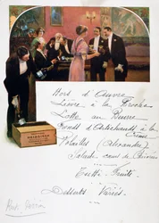 Publicité pour le champagne Heidsieck sur un menu, XIXe siècle