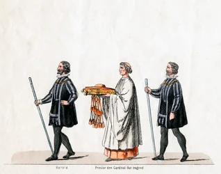 Hérauts et prêtre, costume pour la pièce de Shakespeare, Henry VIII, 19ème siècle