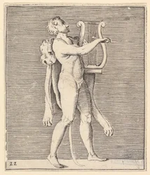 Hercule jouant de la lyre, une peau de lion drapée sur son épaule, publié vers 1599-1622