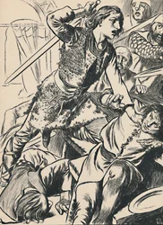Hereward et ses hommes attaquent les Normands, vers 1907