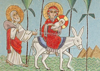 Sainte Vierge et Saint Jean, monastère copte de Kame : La Sainte Famille, Égypte