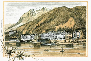 Hôtel Scholastika au bord du lac Achensee Achen Tyrol Autriche vers 1900