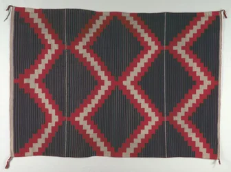 Tapis de style Revival Hubbell avec rayures Moki Moqui, c. 1890-1910