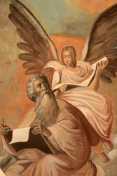 Icône au monastère Aghiou Pavlou sur le Mont Athos : Saint Matthieu, Grèce