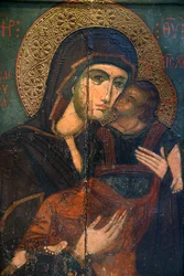 Icône au musée byzantin de Pedoulas : la Vierge Eleousa