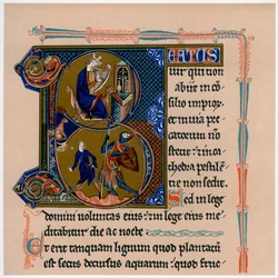 Lettre initiale illuminée B, 13ème siècle, 1901