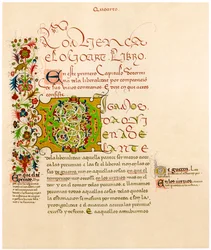 Lettre illuminée D, 15e siècle