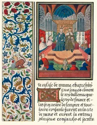 Page illuminée, avec bordure, vers 1480