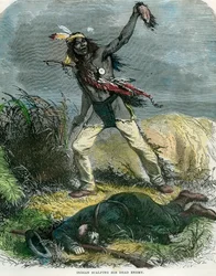 Indien scalpant son ennemi mort, 19e siècle