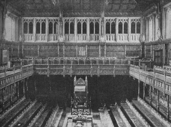 Intérieur de la Chambre des communes, Westminster, vue vers le fauteuil du Président, 1909
