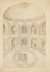 Intérieur du mausolée du Taj Mahal, début du 19ème siècle