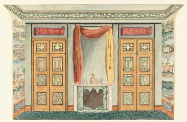 Intérieur avec papier peint chinois