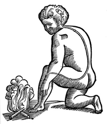 Mouvement involontaire, idée de Descartes sur la façon dont les impulsions des membres atteignent le cerveau, 1692