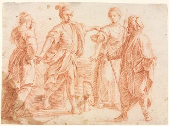 Jacob et Laban avec Rachel et Léa recto, 1600s
