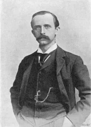 James Matthew Barrie 1860-1937, dramaturge et romancier écossais, vers 1895