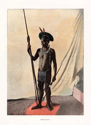 Indien Jauapiry avec des armes, Brésil, 19e siècle