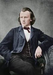 Johannes Brahms 1833-1897, compositeur et pianiste allemand, vers 1866