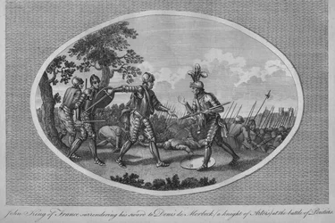 Jean II de France remettant son épée à Denis de Morbeck à la bataille de Poitiers, 1356, 1793