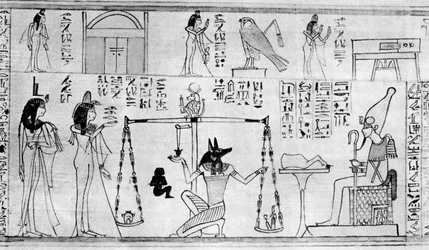 Jugement des morts, du Temple de Deir-el-Bahari, Égypte, vers 1025 av. J.-C. 1936