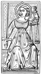 Justice, carte de tarot, 14ème siècle, 1870
