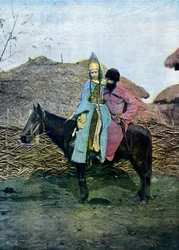 Couple kabardin en voyage, vers 1890