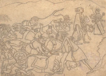 Kali présentant les têtes de Chanda et Munda à Durga... le Devi Mahatmya..., vers 1780