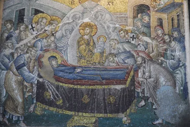 Kariye Camii (Église Saint-Sauveur-in-Chora) fresque : Dormition (mort de Marie), Istanbul, Turquie