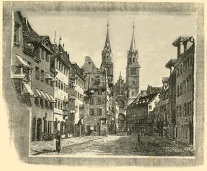 Karolinen-Strasse et Église Saint-Laurent, Nuremberg, 1890