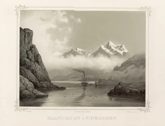 Kåfjord en Finmark. Illustration du livre Norway represented by drawings par Asbjørnsen, P.Chr. publié par Chr. Tønsberg (Norvège 1848)