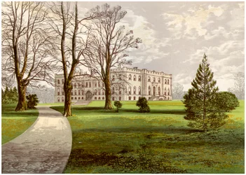 Château de Kimbolton, Huntingdonshire, maison du duc de Manchester, vers 1880