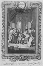 Le roi Alfred le Grand, formant un Code de Lois et divisant le Royaume en Comtés
