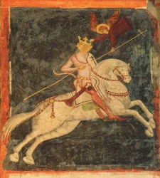 Roi Władysław II Jagellon. Fresque dans la chapelle de la Trinité à Lublin, début du 15ème siècle