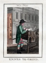 Aiguisage de couteaux, Whitehall, Londres