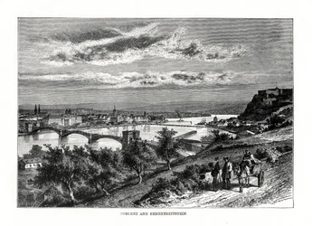 Koblenz et Festung Ehrenbreitstein, Allemagne, 1879