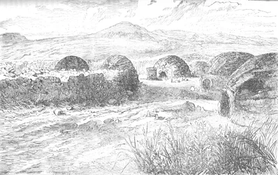 Kraal où le Prince Louis Napoléon et son groupe se sont arrêtés et ont été attaqués, vers 1880