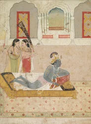Krishna attendant Radha, vers 1750-1760