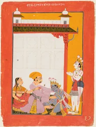 Krishna et Balarama touchant les pieds de Vasudeva et Devaki, 1730-40