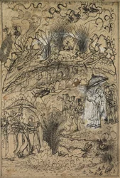 Krishna et Radha sous le mont Govardhan, vers 1720