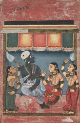 Krishna avec Radha et deux assistants recto, 18e siècle
