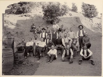 Équipe de la mine La Grange, Californie, années 1900