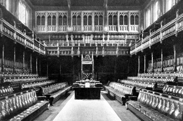 Grille des Dames au-dessus de la Galerie des Reporters, Chambre des Communes, Westminster, Londres, vers 1905