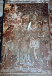 Dame à sa toilette, fresque de grotte, Ajanta, Inde. Ier-Ve siècle. XXe siècle