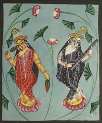 Lakshmi et Sarasvati, années 1800